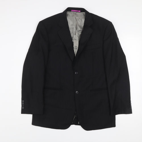 Roberto Gallini Signature Men's Black 40S Pinstripe Wool Blend Suit Jacket