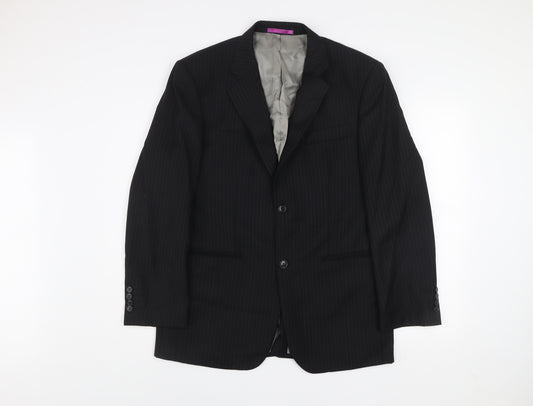 Roberto Gallini Signature Men's Black 40S Pinstripe Wool Blend Suit Jacket