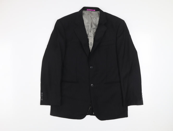 Roberto Gallini Signature Men's Black 40S Pinstripe Wool Blend Suit Jacket