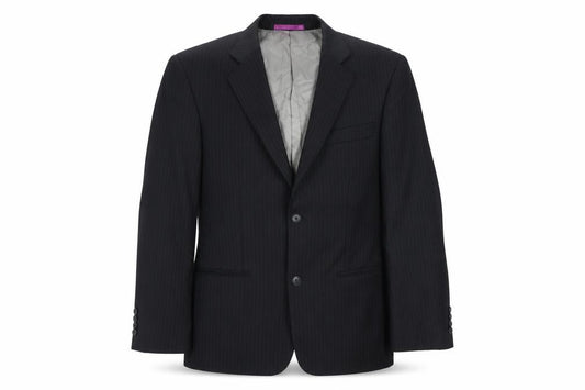 Roberto Gallini Signature Men's Black 40S Pinstripe Wool Blend Suit Jacket