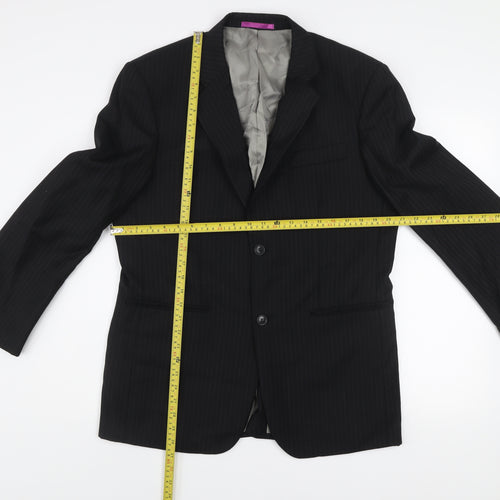 Roberto Gallini Signature Men's Black 40S Pinstripe Wool Blend Suit Jacket