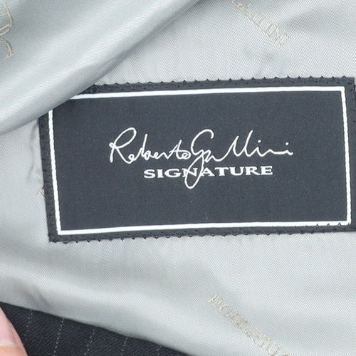 Roberto Gallini Signature Men's Black 40S Pinstripe Wool Blend Suit Jacket
