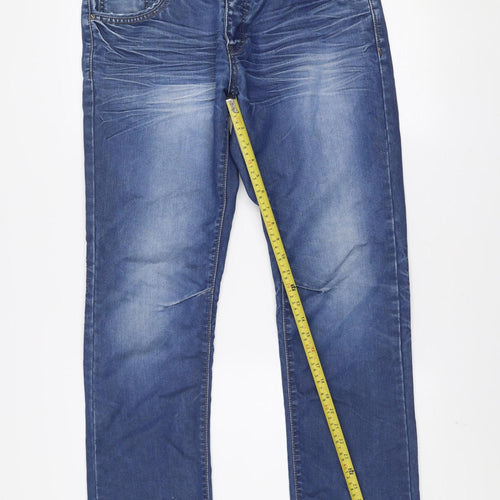 Ze Enzo 989 Men's Blue Straight Denim Jeans 34R Cotton Blend