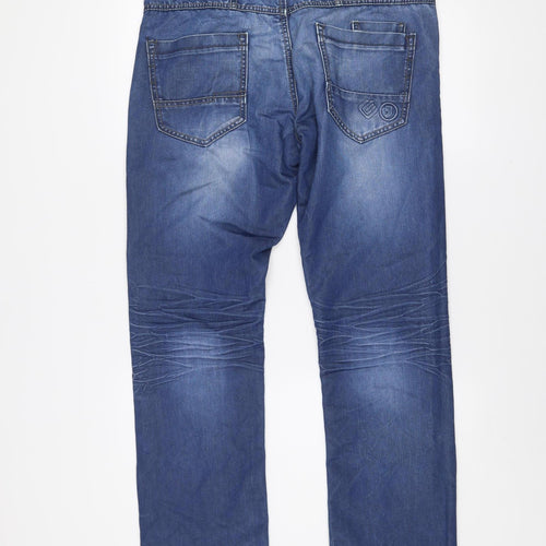 Ze Enzo 989 Men's Blue Straight Denim Jeans 34R Cotton Blend