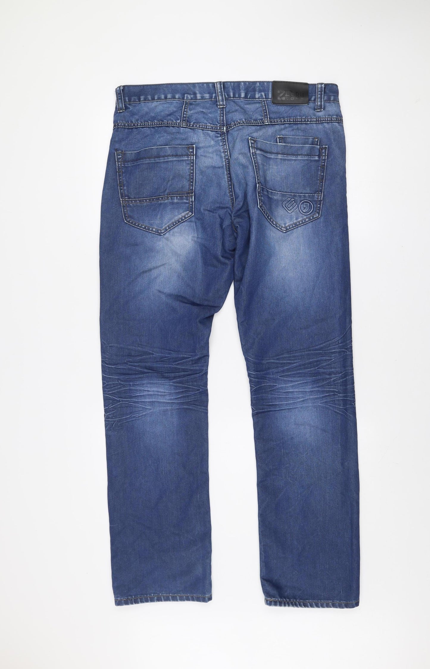 Ze Enzo 989 Men's Blue Straight Denim Jeans 34R Cotton Blend