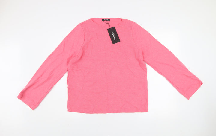 Zara Women Pink Crew Neck Cotton Blend Long Sleeve Pullover Jumper S