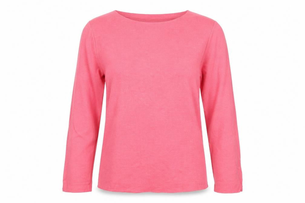 Front view of Zara Women Pink Crew Neck Cotton Blend Long Sleeve jumper S