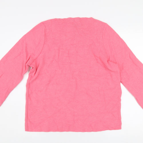 Zara Women Pink Crew Neck Cotton Blend Long Sleeve Pullover Jumper S