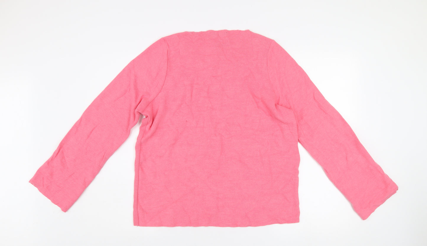 Zara Women Pink Crew Neck Cotton Blend Long Sleeve Pullover Jumper S