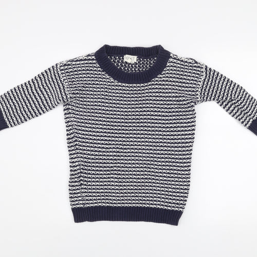 Next Women's Blue White Cotton Knit Striped Crew Neck Jumper Size 6