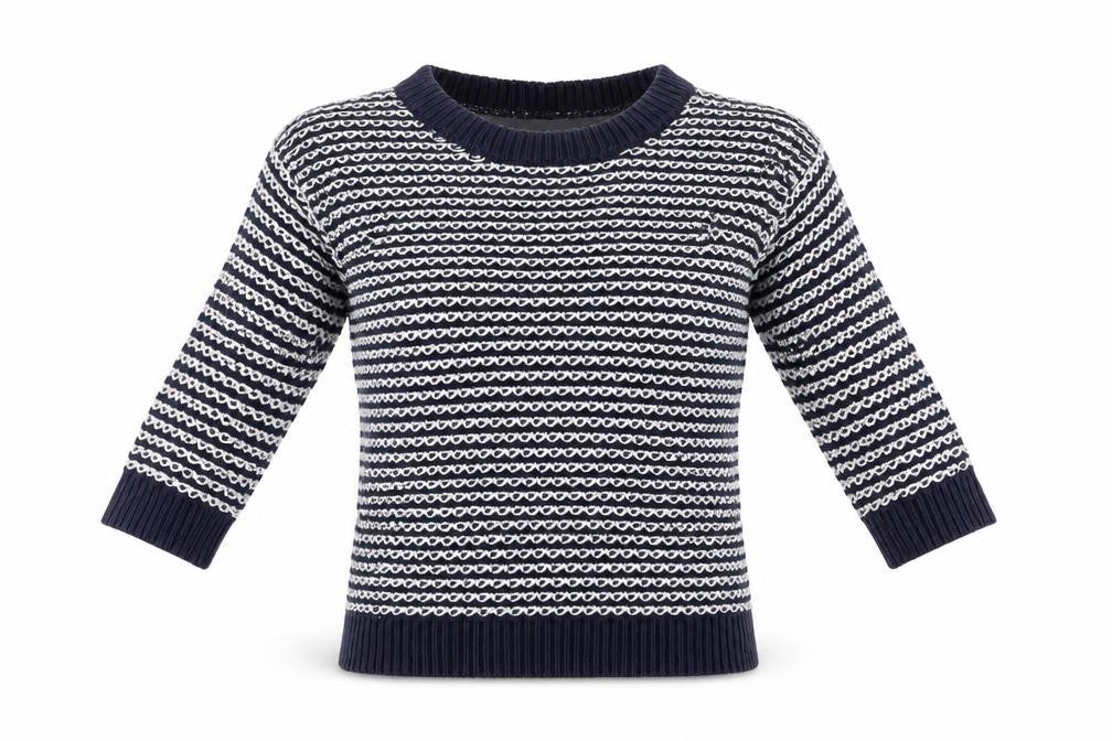 Next Women's Blue White Cotton Knit Striped Crew Neck Jumper Size 6