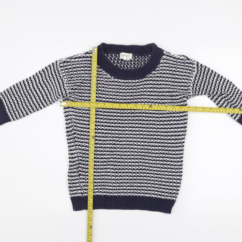 Next Women's Blue White Cotton Knit Striped Crew Neck Jumper Size 6