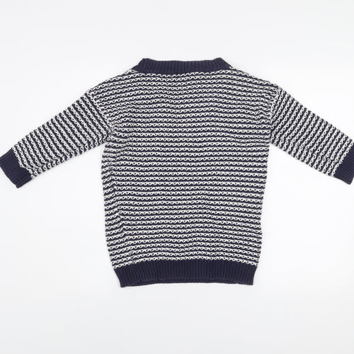Next Women's Blue White Cotton Knit Striped Crew Neck Jumper Size 6