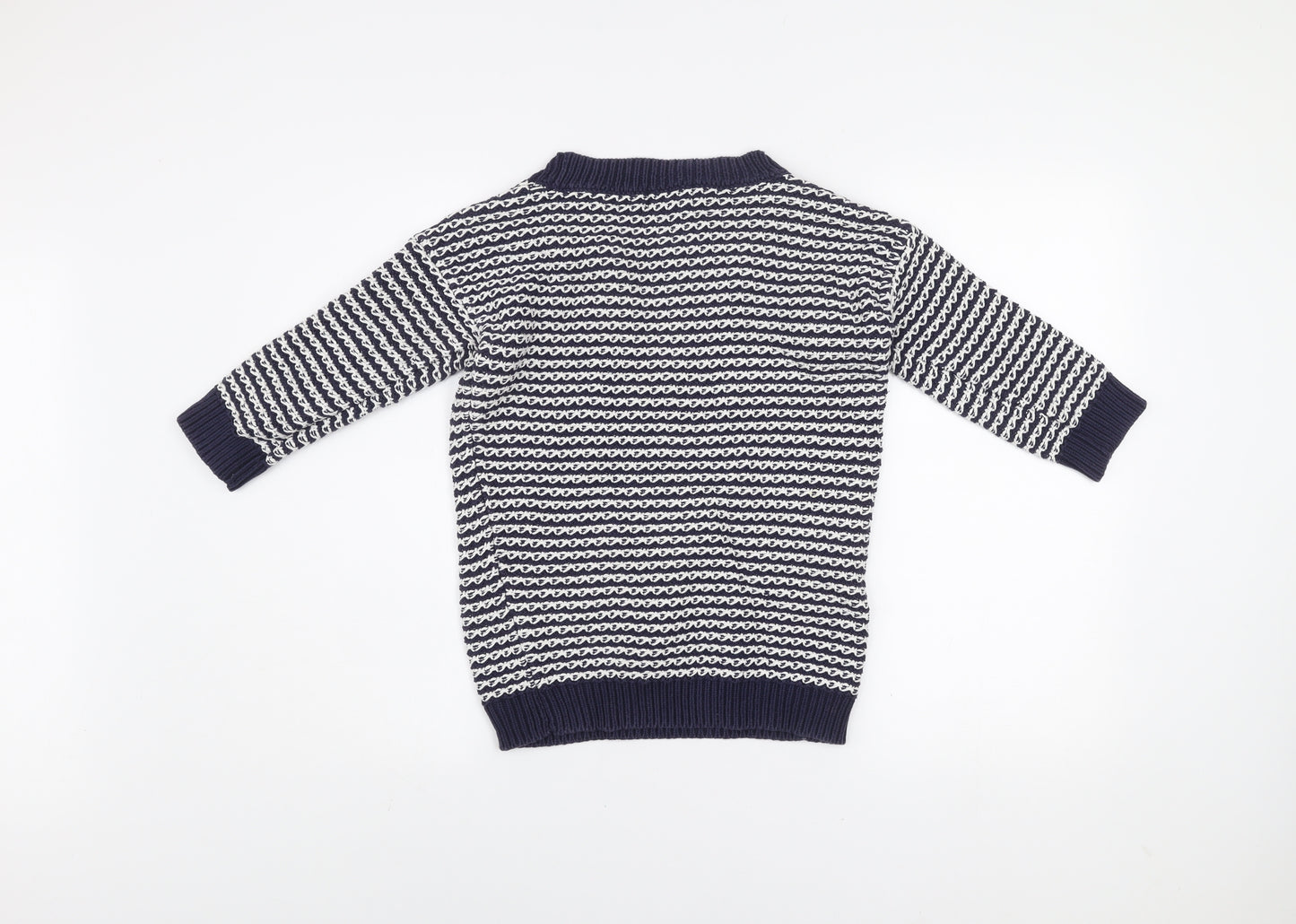 Next Women's Blue White Cotton Knit Striped Crew Neck Jumper Size 6