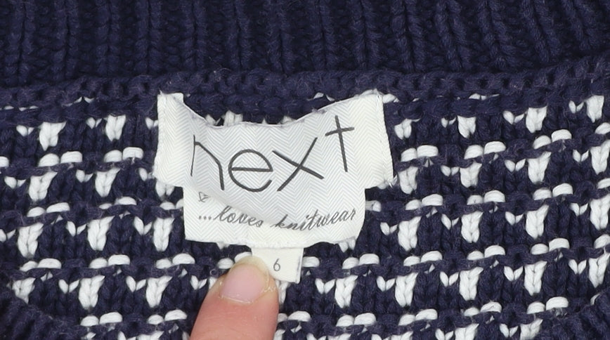 Next Women's Blue White Cotton Knit Striped Crew Neck Jumper Size 6