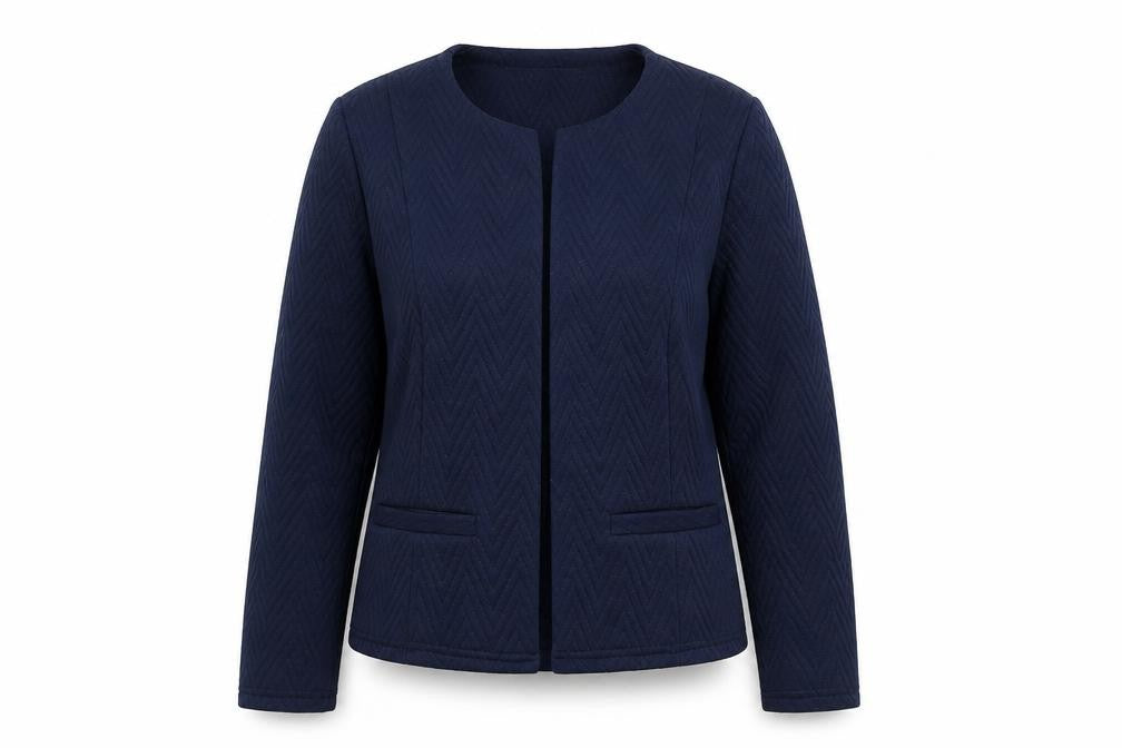 Front view of Vero Moda Women's Blue Quilted Blazer Jacket, size 12