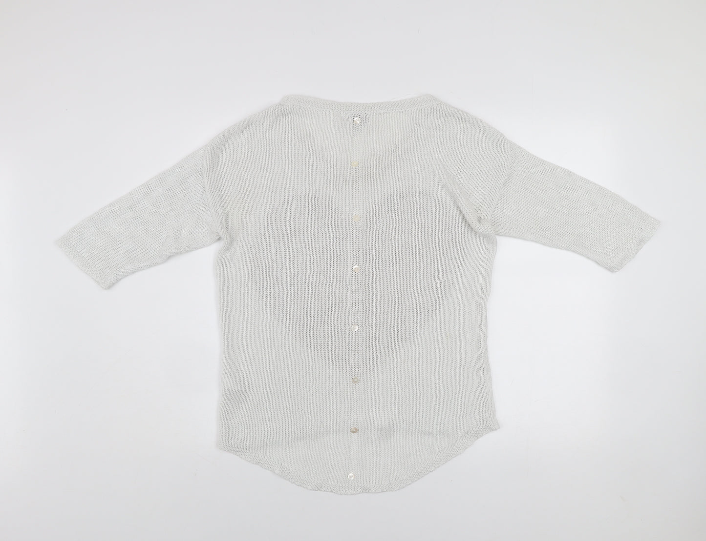 Next Women’s White Cotton Knit Heart Pullover Jumper Size 12