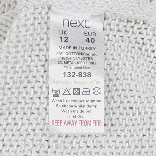 Next Women’s White Cotton Knit Heart Pullover Jumper Size 12