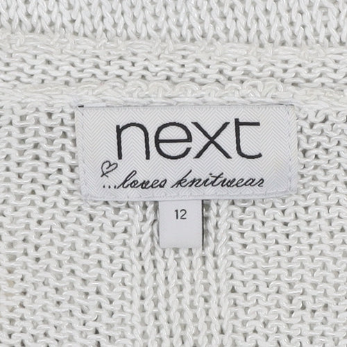 Next Women’s White Cotton Knit Heart Pullover Jumper Size 12