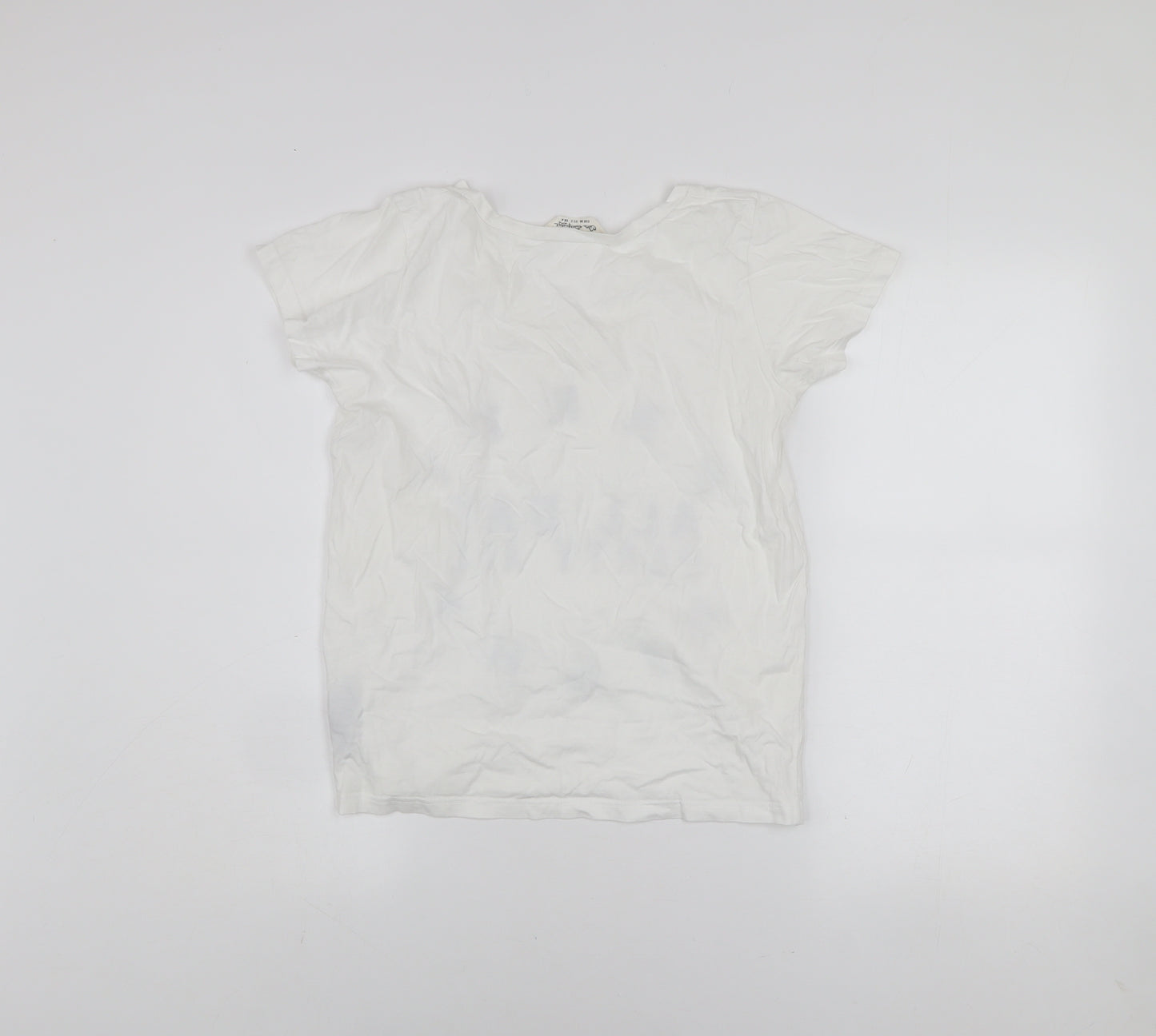 Miss Selfridge Women's White V-Neck Party Print Cotton T-Shirt Size 6