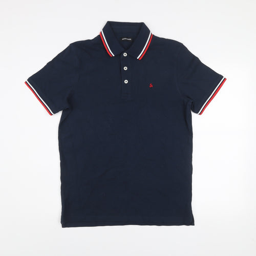 Jack & Jones Men's Blue Polo Shirt L Classic Cotton Short Sleeve