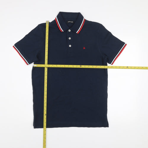 Jack & Jones Men's Blue Polo Shirt L Classic Cotton Short Sleeve