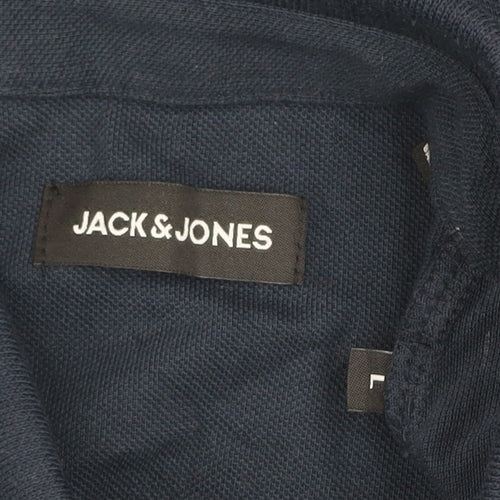 Jack & Jones Men's Blue Polo Shirt L Classic Cotton Short Sleeve