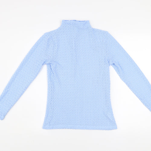 Savida Women Blue Lace Roll Neck Long Sleeve Top Size 10