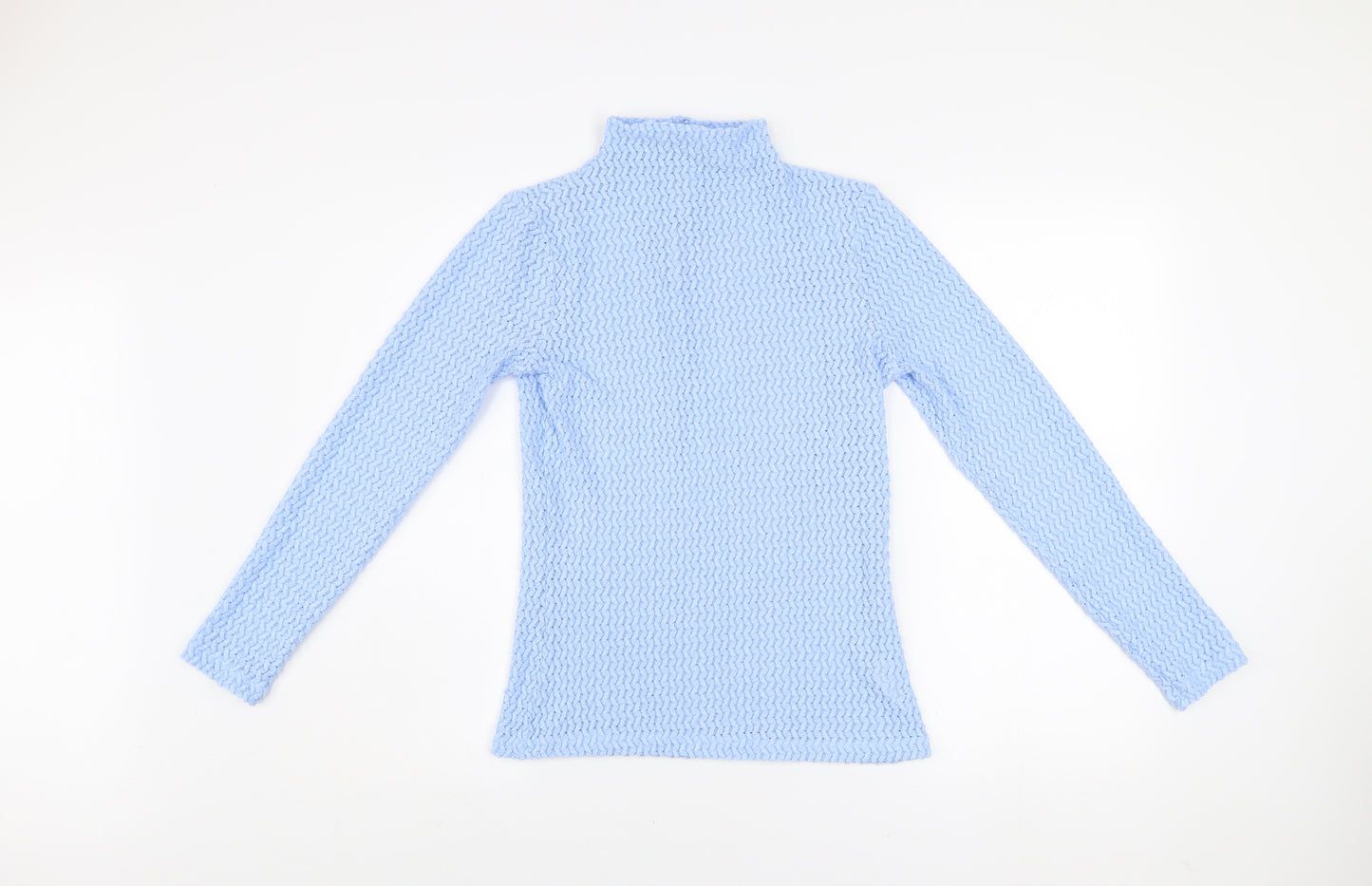 Savida Women Blue Lace Roll Neck Long Sleeve Top Size 10