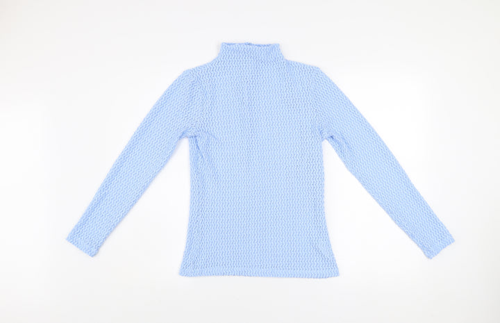 Savida Women Blue Lace Roll Neck Long Sleeve Top Size 10