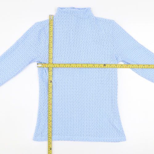 Savida Women Blue Lace Roll Neck Long Sleeve Top Size 10