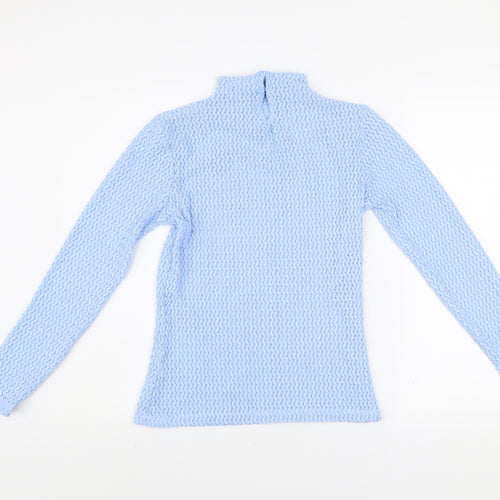 Savida Women Blue Lace Roll Neck Long Sleeve Top Size 10