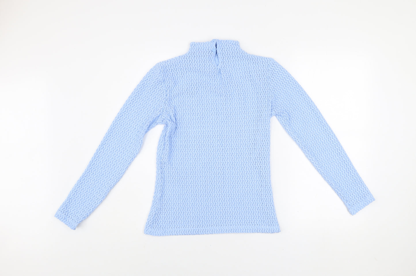 Savida Women Blue Lace Roll Neck Long Sleeve Top Size 10
