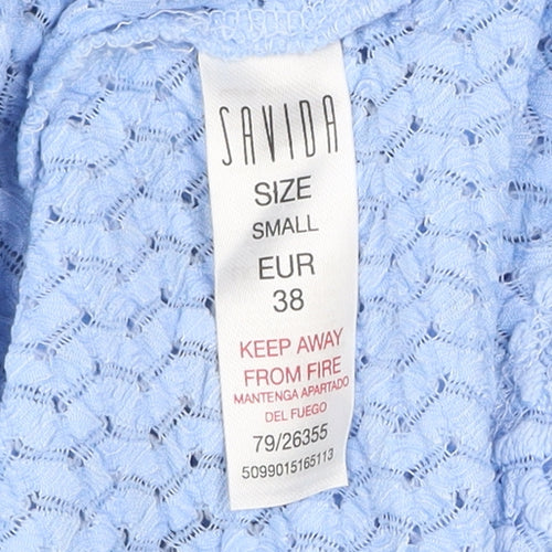Savida Women Blue Lace Roll Neck Long Sleeve Top Size 10