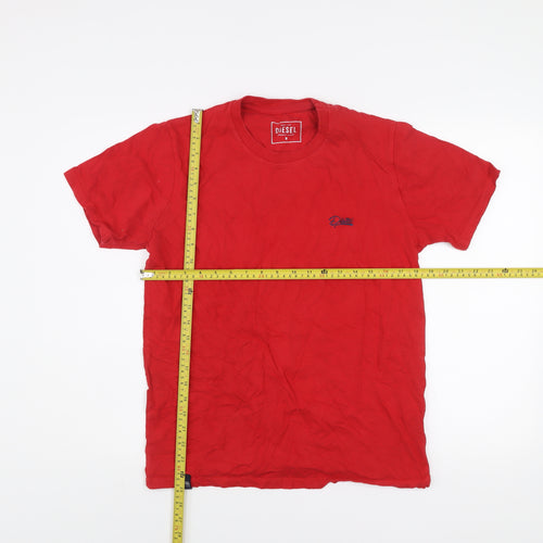 Diesel Men's Red Cotton Crew Neck Short Sleeve T-Shirt M