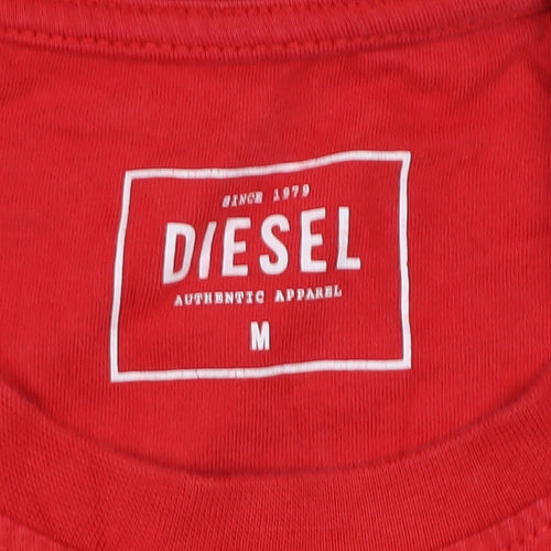Diesel Men's Red Cotton Crew Neck Short Sleeve T-Shirt M