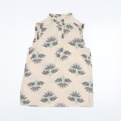 Next Women Beige Floral Sleeveless Tunic Blouse Size 12