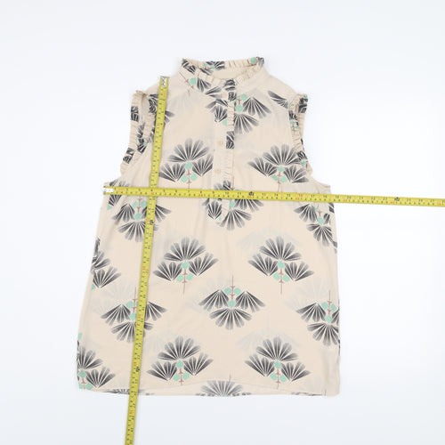 Next Women Beige Floral Sleeveless Tunic Blouse Size 12