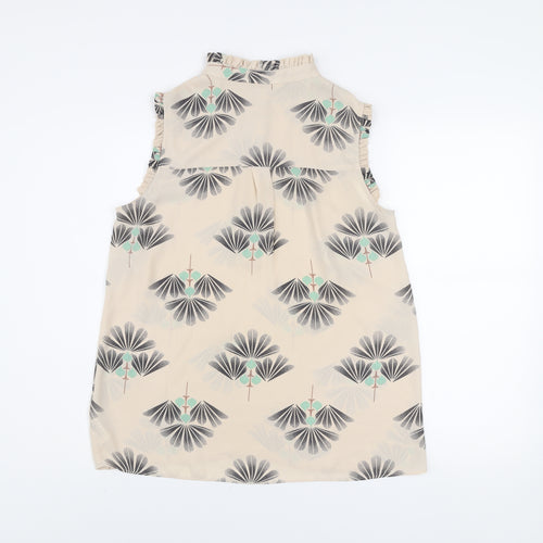 Next Women Beige Floral Sleeveless Tunic Blouse Size 12