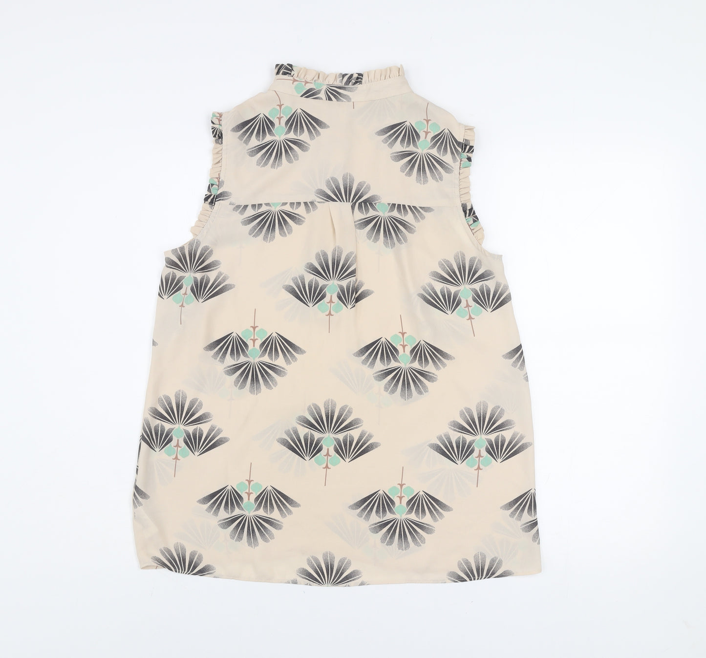 Next Women Beige Floral Sleeveless Tunic Blouse Size 12