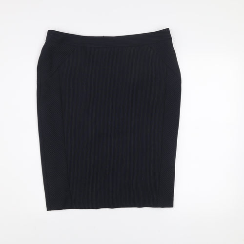 Dunnes Women’s Black Pinstripe Knee Length Pencil Skirt Size 14