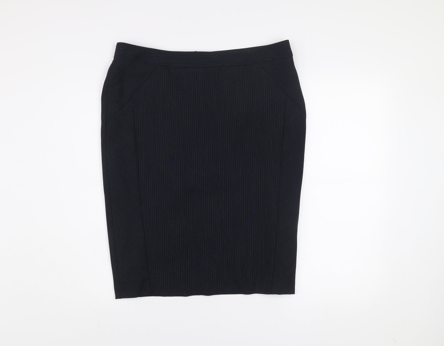 Dunnes Women’s Black Pinstripe Knee Length Pencil Skirt Size 14