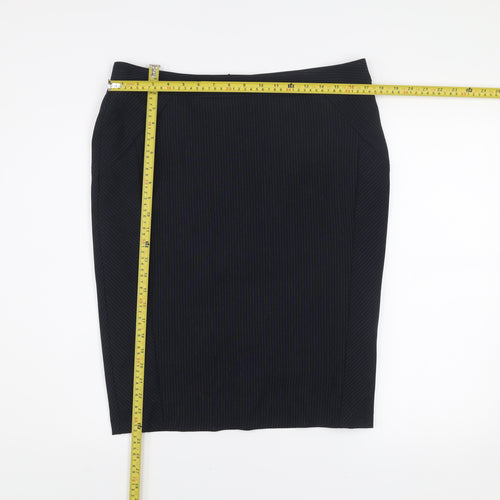 Dunnes Women’s Black Pinstripe Knee Length Pencil Skirt Size 14