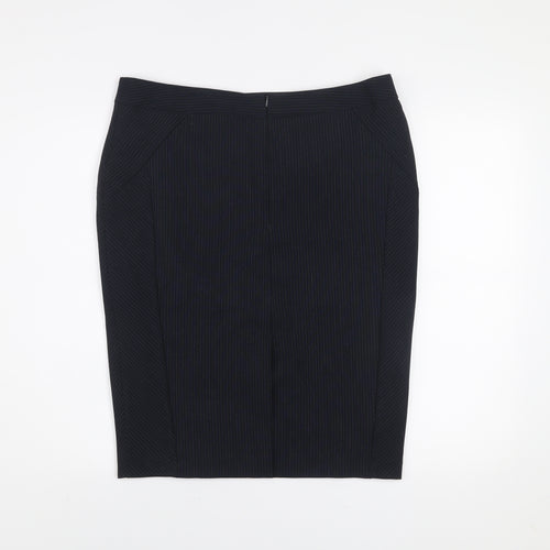 Dunnes Women’s Black Pinstripe Knee Length Pencil Skirt Size 14