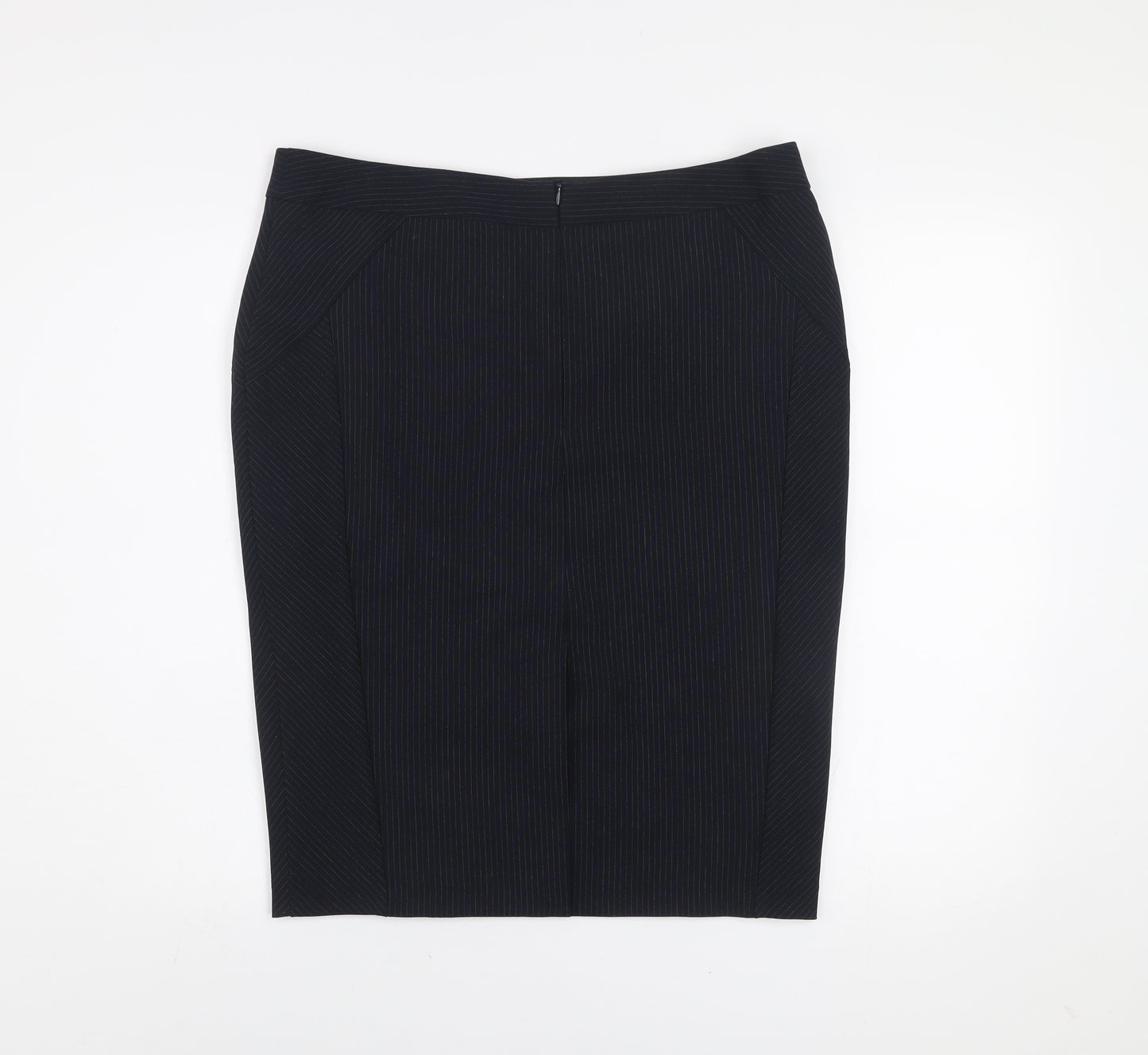Dunnes Women’s Black Pinstripe Knee Length Pencil Skirt Size 14