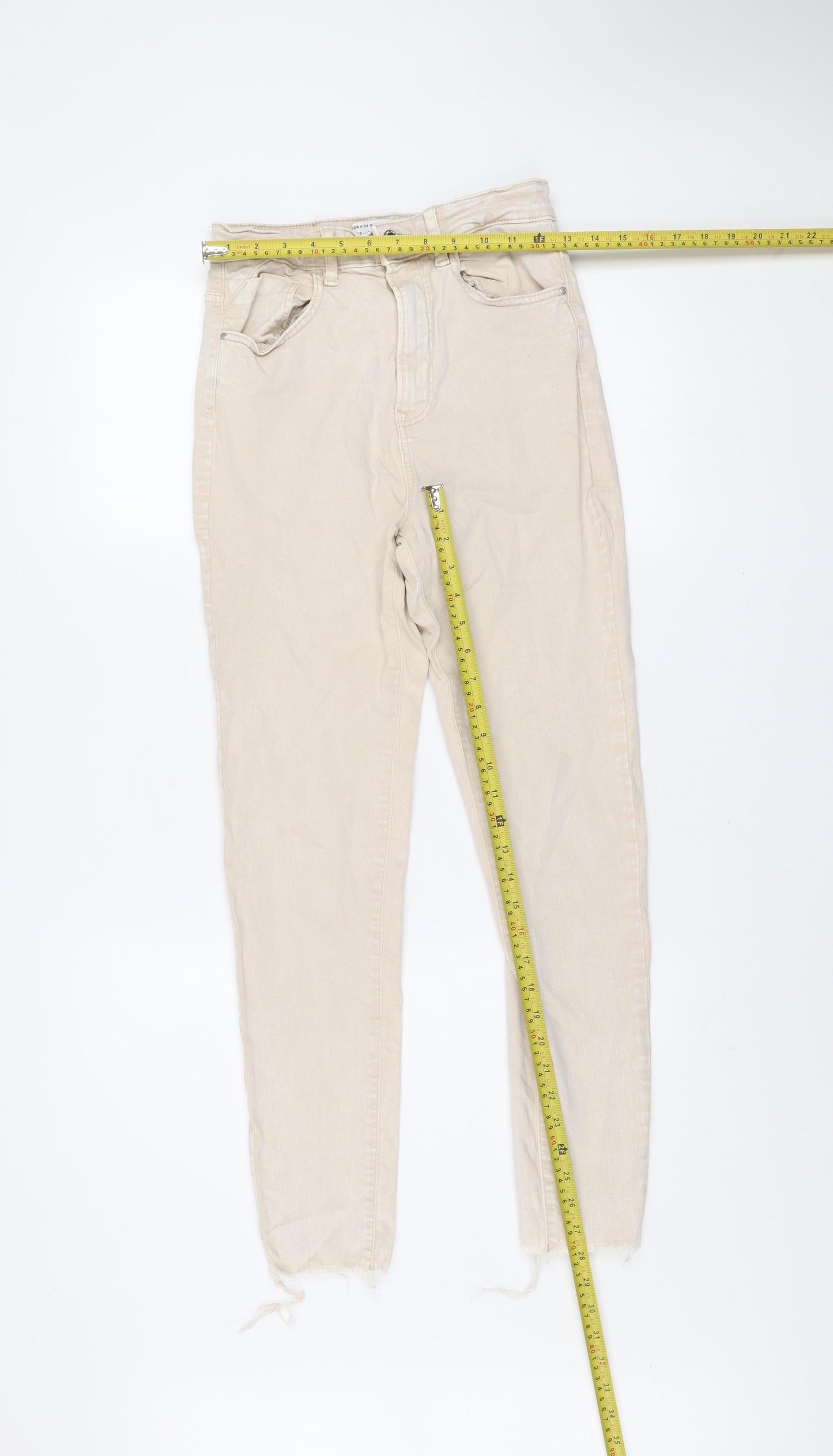 Stradivarius Womens Beige High Waist Mom Jeans Size 10