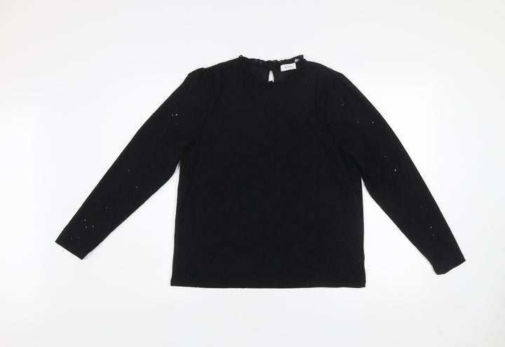 Vila Women’s Black Cotton Lace Long Sleeve Tunic Blouse Size S