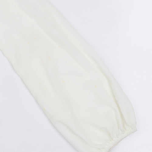 Rise Women’s Ivory Beaded Neck Long Sleeve Chiffon Blouse Size 8