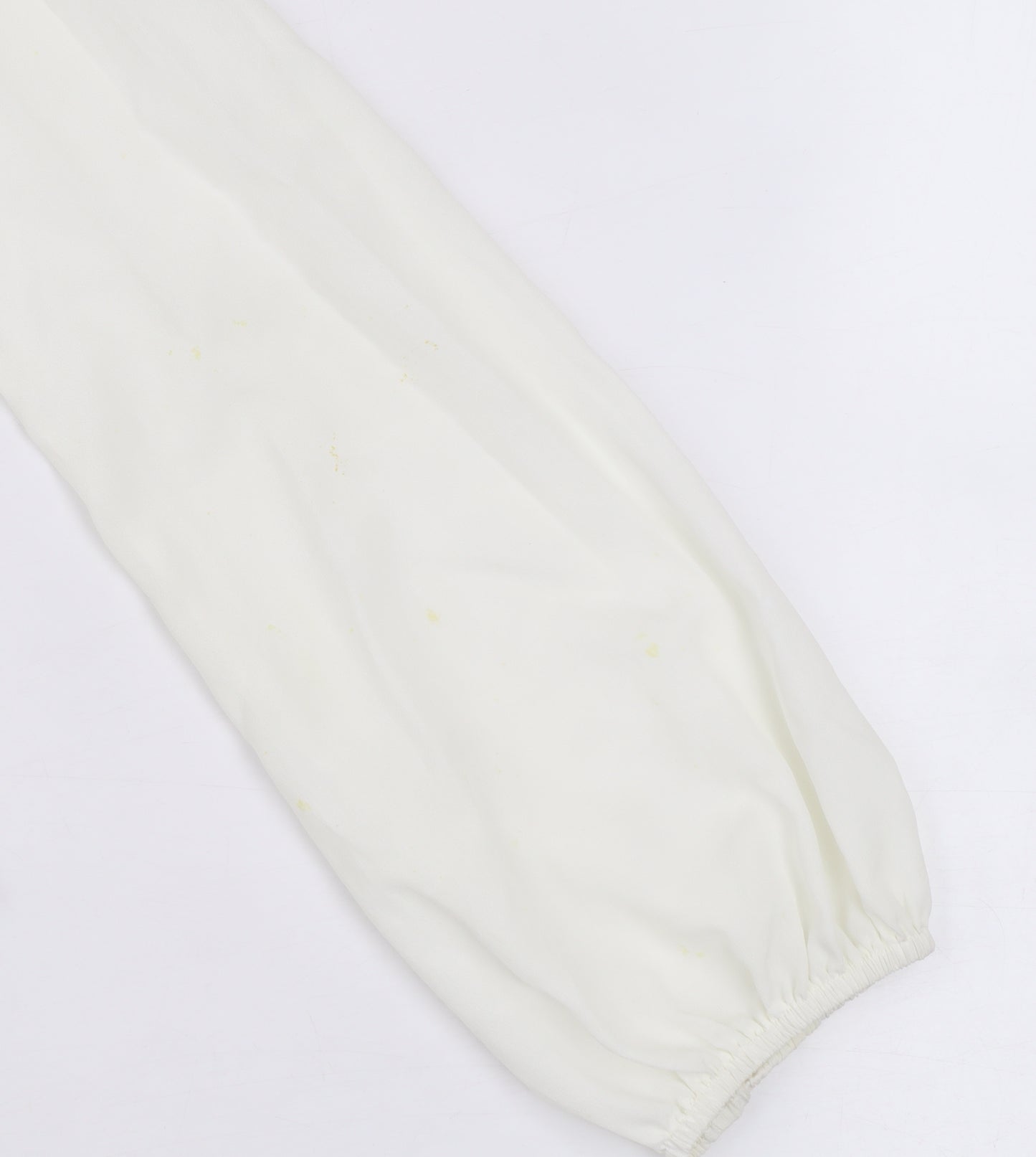 Rise Women’s Ivory Beaded Neck Long Sleeve Chiffon Blouse Size 8