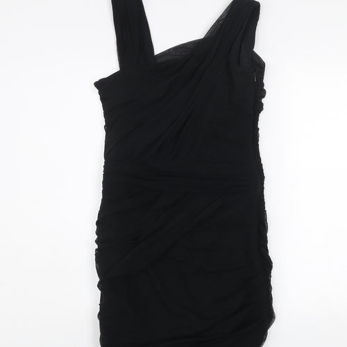 Savida Women Black Size 12 Bodycon One Shoulder Dress